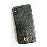iPhone Xs MAX -US Fast Deliver Guarantee FBA- Luxury PU Leather Style Case Cover for Apple iPhoneXS MAX Only (Monogram Black)