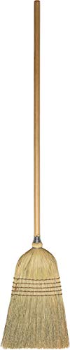 Weiler 95033 Heavy-Duty Corn Broom with Wooden Handle, 5 Sews, 100% Natural Corn Fill for Indoor or Outdoor Sweeping