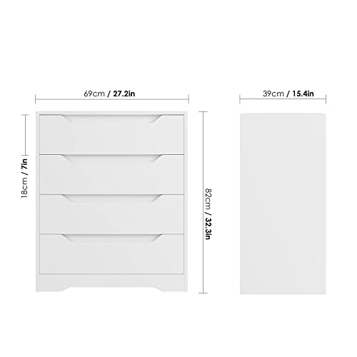 URKNO Modern 4 Drawer Dresser, Wood Chest of Drawers with Storage