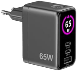 - Caricatore Multiplo USB-C 65W GaN con Display LED, Ricarica Rapida per Laptop, Smartphone e Tablet