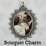 Bridal Wedding Bouquet Photo Charm Vintage Look Silver Picture Frame Bouquet Photo Charm