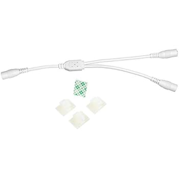 EShine 6 inch Power Splitter Cable - Female to Female/Female - for LED Under Cabinet Lighting with Wire Clips (White)