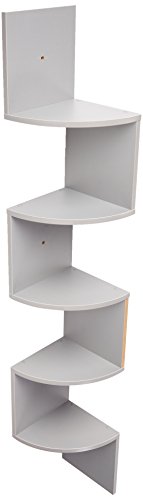 Greenco 5 Tier Wall Mount Corner Shelves Gray Finish