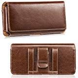 LUXMO Genuine Leather Case Fits iPhone 7 Plus 6 Plus, Horizontal Premium Leather Holster Pouch Belt Clip Carrying Phone Cover Case with Magnetic Closure for iPhone 8 Plus 6s Plus Galaxy S8 (Brown)