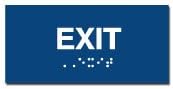 ADA EXIT Sign, 6"x 3",Braille Grade II (Blue/White)