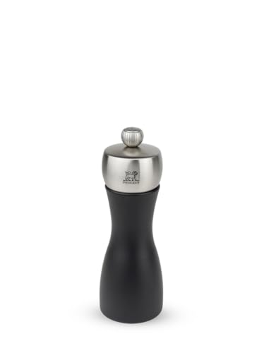 Peugeot - Fidji USelect Pepper Mill - Adjustable Grind System - Beechwood and Stainless Steel Body - 15 cm - Black