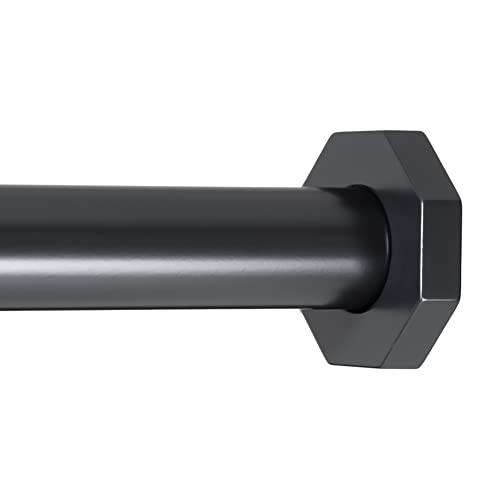 Photo 1 of Ivilon Tension Curtain Rod - Hexagonal Spring Tension Rod for Windows or Shower, 24 to 36 Inch, Black