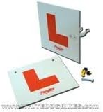 Motorcycle L-Plates Rigid Front & Rear Kit, White, Red