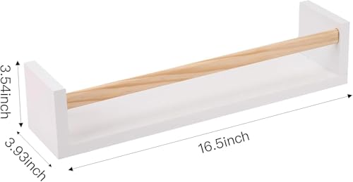Kids Nursery Bookshelves, 16.5 Inch Floating Shelves for Wall Set of 3, Bookshelf for Bedroom, Baby Nursery Decor (White and Natural Wood)