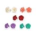 Romantic Delicate Pink Blue Yellow Green Black Purple White Red Floral Blooming 3D Carved 10MM Rose Flower Post Stud Earrings For Women Teen Lightweight