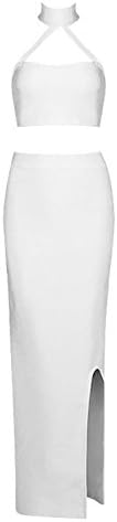 "Nova" White Collar Style Two Piece Bandage Dress-S