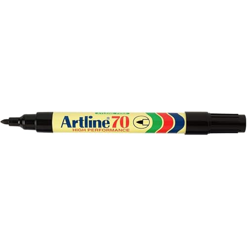 artline 5 Stück Marker 70", Permanent, dokumentenecht, Aluminiumgehäuse, konische Spitze, 1,5 mm, Schwarz