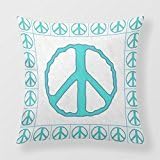 Yourway Decorative Cushion Cover Signs Of Peace ~ Cyan Pillow Case