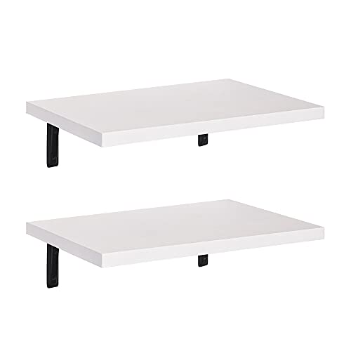 Labcosi White Rustic Wood Wide Floating Shelves for Wall, 8 Inch Deep