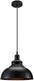 Asnxcju Farmhouse Pendant Light, Black Metal