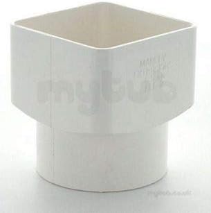 Marley RLE2W White 65mm Square to 68mm Round Drain dowbpipe Adaptor