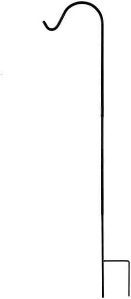 Outdoor Shepherd's Hooks - Home-X In-Ground Adjustable Height Shepherds Hook - Bird Feeder Pole, Hummingbird Feeder Stand, Hanging Plant Stand, Wind Chime Hanger for Outdoor Garden Decor, Squirrel Proof, Black, 48