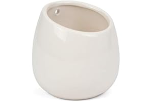 Milltown Merchants Succulent Wall Planter - Black Ceramic Wall Mounted Planter - Succulent Plant Pot - Hanging Vase for Living Wall (1 Pack/Modern/White)