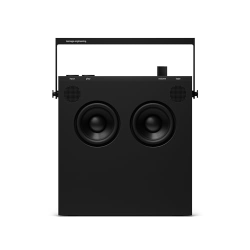 Teenage Engineering OB-4 Portable Wireless Bluetooth Stereo Speaker, FM Radio, Rechargeable and Durable Bacteria with 40 Hours Life, Black