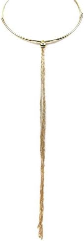 Madison Kate Fashion Trendy Half Moon Long FringeTassel Necklace Gold Tone