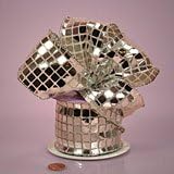 Kraft Klassics 1 Roll of Mirrored Plates Fabric Ribbon - 2 1/2" x 10 Yds (Silver)