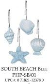 12 PCS Home Fashion Decorative Rust Proof light blue seashell Shower Curtain Hooks
