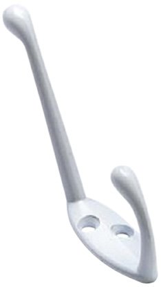 Merriway® BH00181 Metal Finish Hat and Coat Hook - White (Pack of 2)