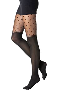 Gi&Gi Women's Faux Parisian Tights Polka Dot and Bow Pattern 40-120Den in Italy N.1663(S/M)