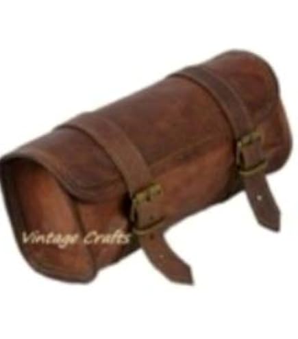 Sacoche De Moto Universelle En PU - Style Vintage Marron, Fixation Par Sangles, 32 Cm De Long