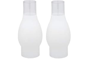 Ciata Oil Lamp, Glass, Victorian Hurricane Chimney Lamp Globe Replacement, 8-1/2 Inch Handblown Frosted Glass Chimney Lamp Shade with 3 Inch Fitter and 4 Inch Bulge - 2 Pack