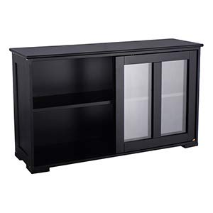 WATERJOY Kitchen Storage Sideboard, Stackable Buffet Storage Cabinet with Sliding Door Panels for Home Kitchen, Antique Black