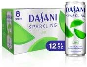 Dasani Sparkling Water, Lime, 12 Fl Oz, 8 Count, 3 Packs