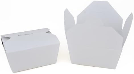 Chinese Take-Out Container, White Paperboard with Poly Coated Inside, 7-3/4" L x 5-1/2" W x 2-1/2" H Packs of 20