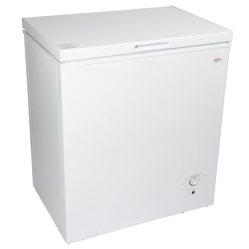 Koolatron Deep Freezer - 5.0 Cubic Feet Chest Freezer, 1 Wire Basket, Garage Ready, Meat Storage, Front Drain, Congelador For Home, Apartment, Basement, Dorm, Cottage, Manual Defrost, Stand Up, White