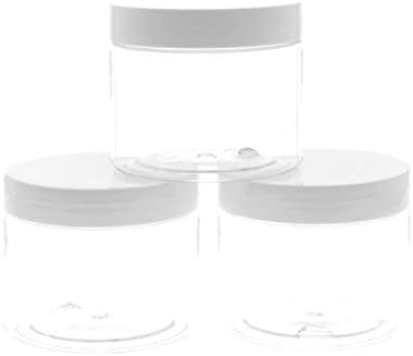 12 oz Large Clear Plastic Containers Wide Mouth with White Screw on Lids for Slime, Kitchen Jars for 6 Pack