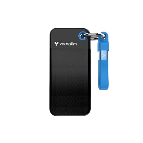 Verbatim Pocket SSD 1TB Externe SSD USB 3.2 Gen2 1000MB/s Schwarz Grau