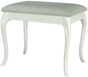 White large dressing table/foot stool with Cabriole style legs and White Faux Leather Cushion