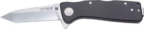 SOG Specialty Knives & Tools TWI221-CP Twitch XL Tanto Knife with Straight Edge Assisted Folding 3.25-Inch Steel Blade and Black Handle, Satin