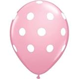 12 Light Pink Dot Polka Dot Balloons - Made in USA