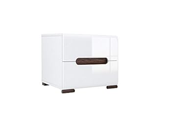 White High Gloss Fronts White Matt Body Bedside Table Cabinet 2