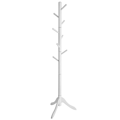 VASAGLE Coat Rack Freestanding, Wooden Coat Rack Stand with 8 Hooks