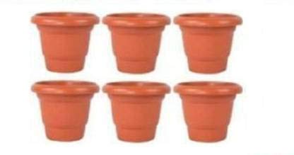 MEHANS Gardening Flower Pots-10 Inch Round Garden Plastic Planters Pack of 6 Plant Container Set (Pack of 6, Plastic)