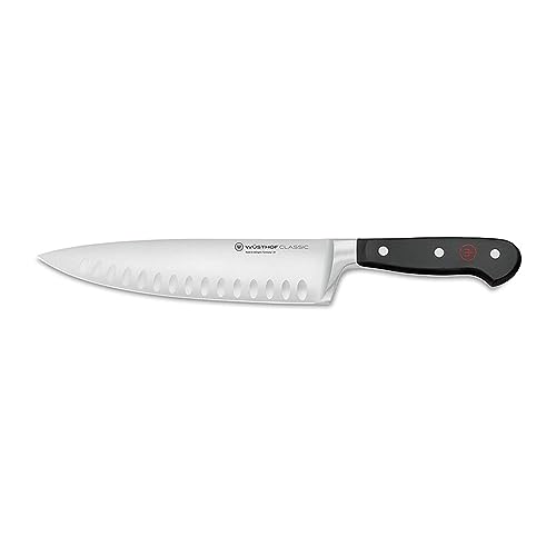 Wuesthof Classic 8 Inch Hollow Edge Chefs Knife, Black, Silver, 20 cm