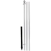 Best Flags 10ft Aluminum White Outdoor Pole with Ground Spike