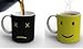 Heat transfer printing color changing ceramic mug smile face with gift is water bottle