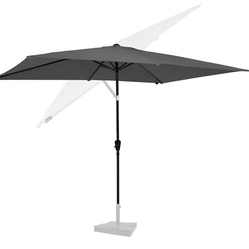 VONROC Sonnenschirm rechteckig 200x300 - Rechteckiger Sonnenschirm für Terasse, Garten, Balkon, Gastro - Knickbar, Kurbel, Wetterfest - Rapallo (Grau)