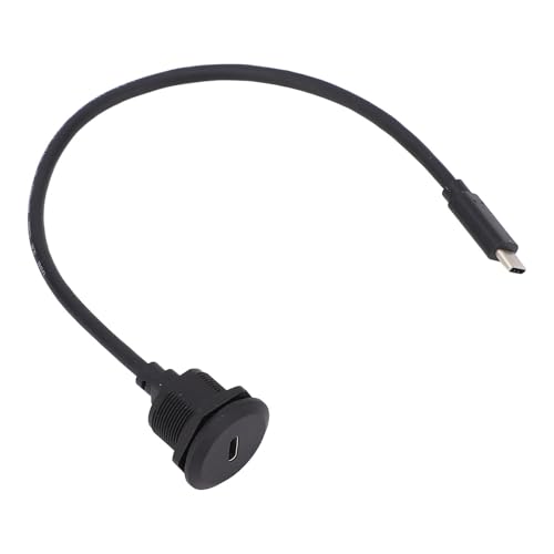 Cable adaptador de montaje empotrado USB 3.0 a USB C, cable corto, cable adaptador extensión para montaje en panel 5 Gbps, adaptador de montaje empotrado tipo C 3.0 macho a hembra, 20 V, 3 A