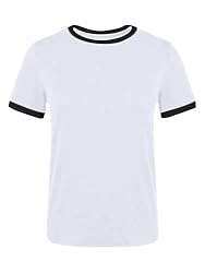 Remidoo Womens Ringer Tee Crew Neck Color Block