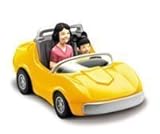 Chevron Cars Classic, The Autopia Cars, Disneyland, 2 Piece Set, Yellow Car with Removable Toy Passengers