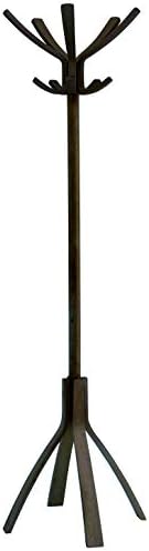 Alba - Floor Coat Rack Stand - 5 Double Pegs - Clothes - Umbrella and Accessory Holder - Stable Weighted Base - Easy Assembly - Wood - Espresso Brown - PMCAFE